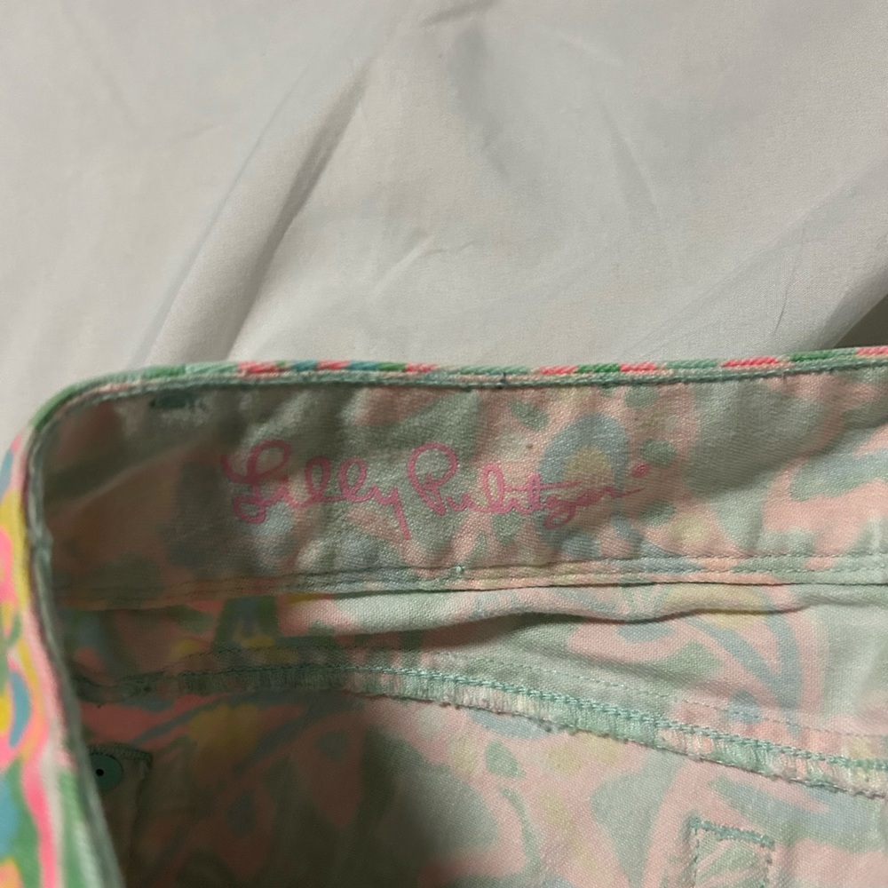 Lilly Pulitzer Womens Worth Skinny Mini Jeans Size 4 Pink Green Floral Paisley - Picture 5 of 12